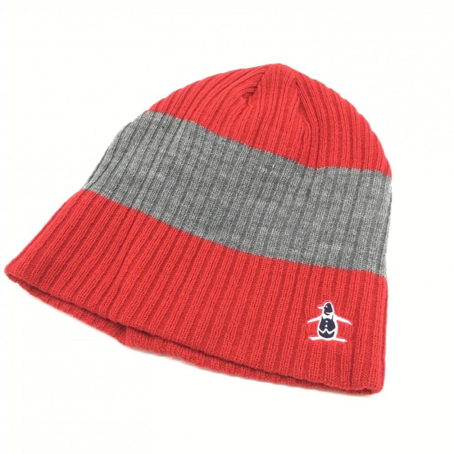 Munsingwear マンシングウェア ニット帽 レッド×グレー ペンギン Munsingwear マンシングウェア ニット帽 レッド×グレー ペンギン