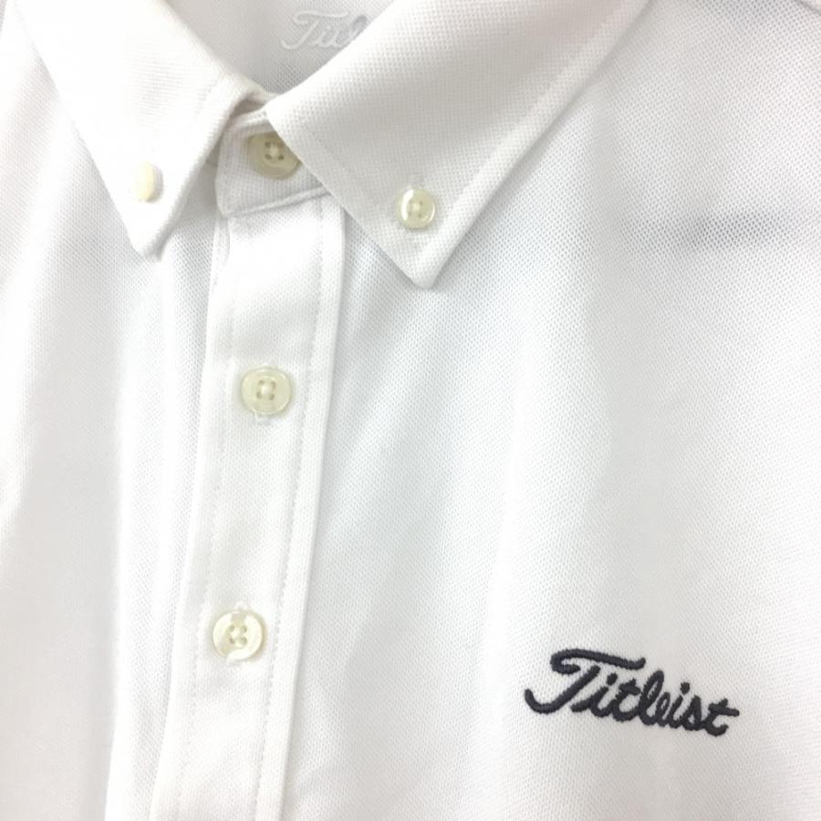 TITLEIST タイトリスト 半袖ポロシャツ 白×グレー ボタンダウン TITLEIST タイトリスト 半袖ポロシャツ 白×グレー ボタンダウン