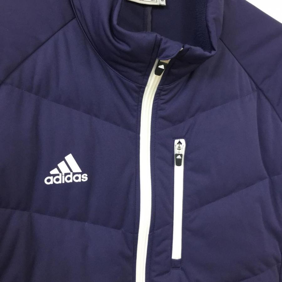 adidas アディダス 半袖ダウンジャケット ネイビーパープル ネック裏