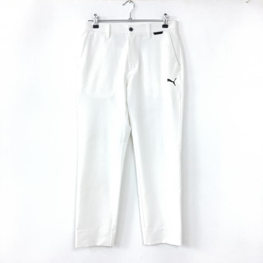 PUMA ストレッチウエストバンド ゴルフパンツ M PUMA プーマ ストレッチパンツ 白×黒 後ろウエストゴム メンズ M