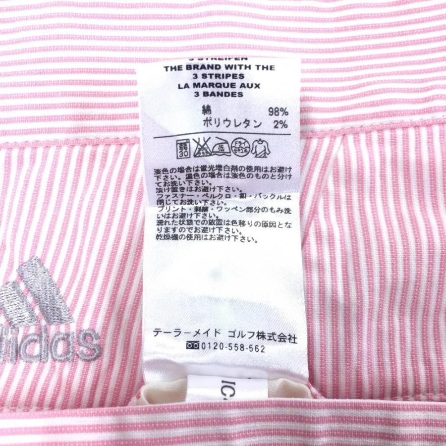 新品 アディダスゴルフ XS 3点 セットアップ 春色 ピンク白 adidas（アディダス） ハーフパンツ 白×ピンク ストライプ ストレッチ