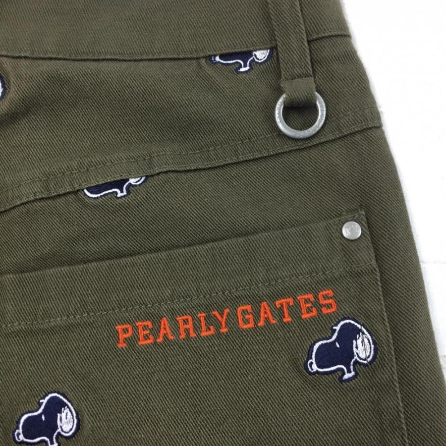 PEARLY GATES スヌーピー 刺繍デザイン パンツ カーキ系サイズ6
