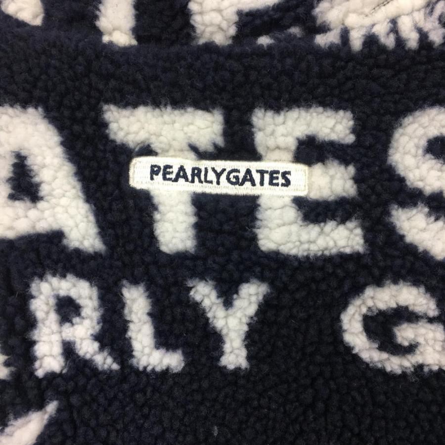 PEARLY GATES パーリーゲイツ　ボアベスト　総柄　ネイビー　1 超美品】PEARLY GATES パーリーゲイツ ボアベスト ネイビー×白