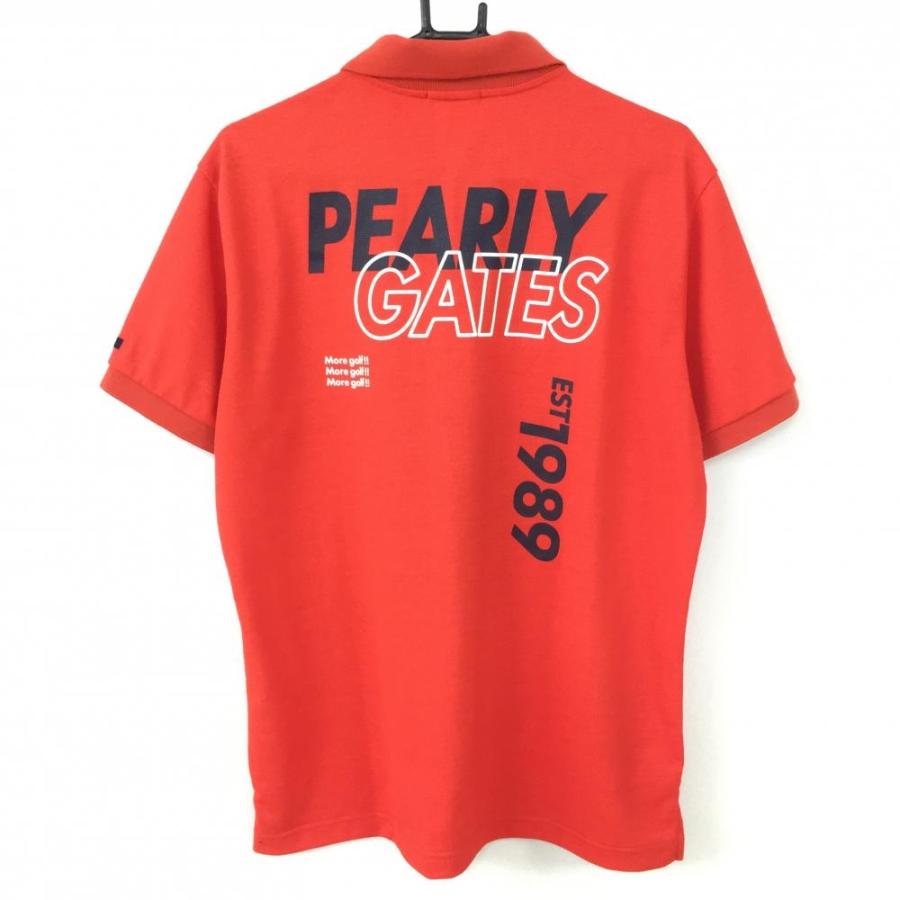 PEARLY GATES（パーリーゲイツ） 半袖ポロシャツ レッド×ネイビー