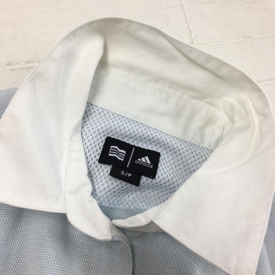 adidas（アディダス） 半袖ポロシャツ ライトブルー×白 襟コットン100