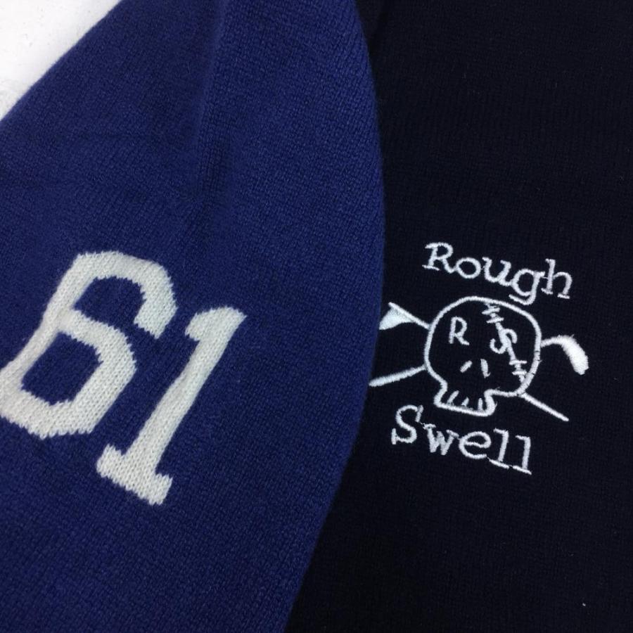 ラフアンドスウェル カシミヤセーター ネイビー×ブルー ニット バイ