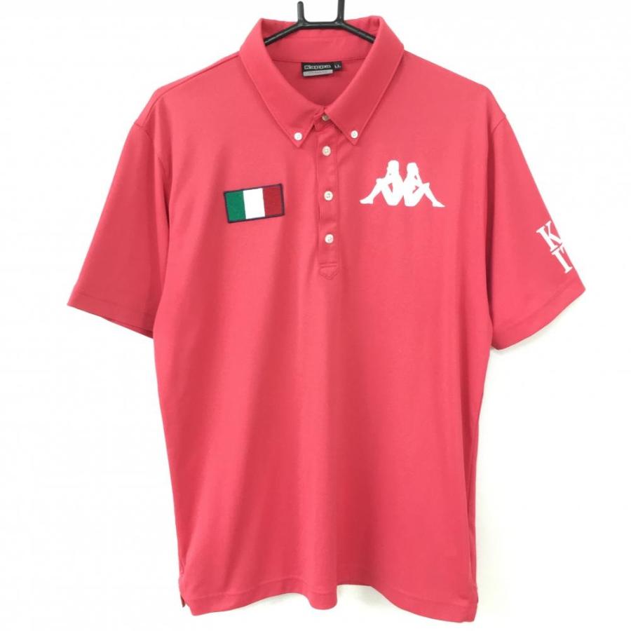 Lotto ポロシャツ ピンク イタリア国旗 カッパ 半袖ポロシャツ ピンク×白 イタリア国旗ワッペン メンズ LL