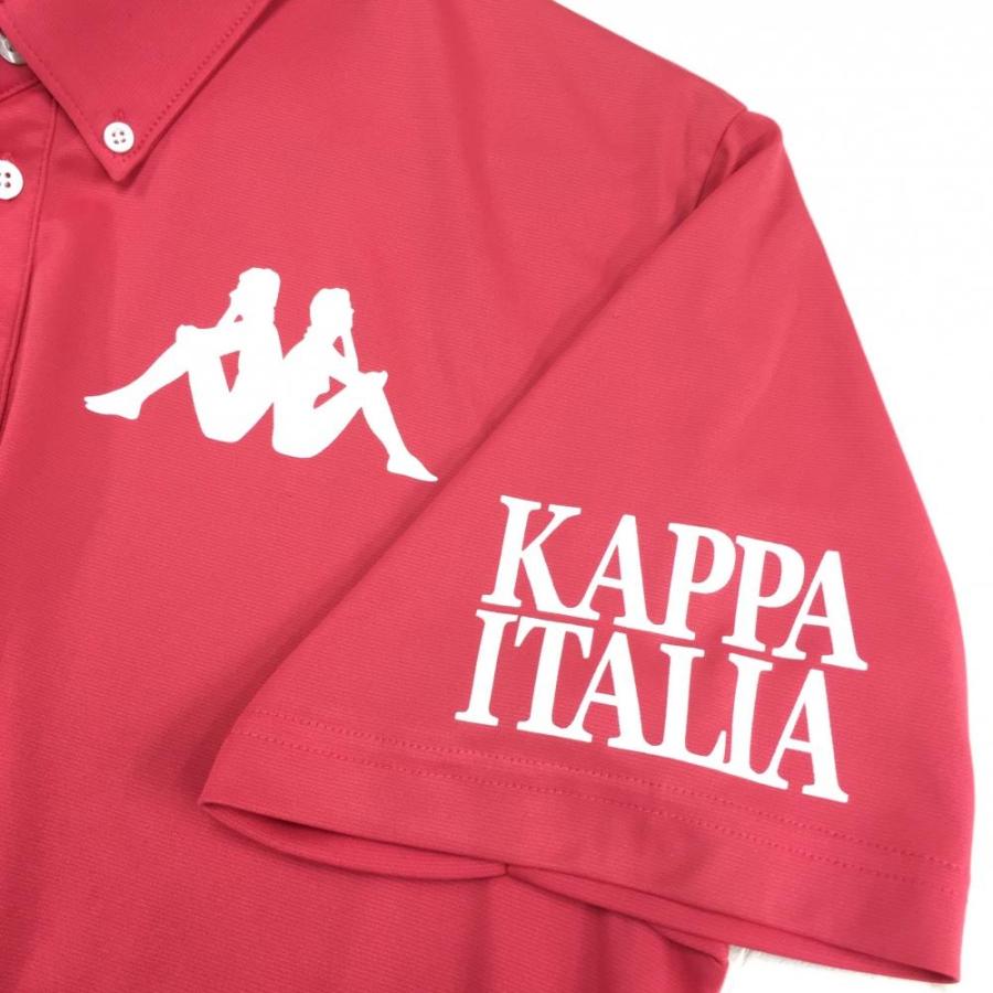 カッパ 半袖ポロシャツ ピンク×白 イタリア国旗ワッペン メンズ LL