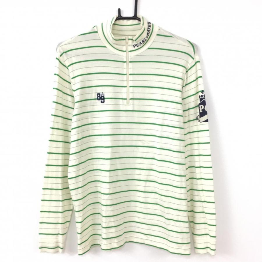 パーリーゲイツ 長袖ハイネックシャツ アイボリー×ライトグリーン