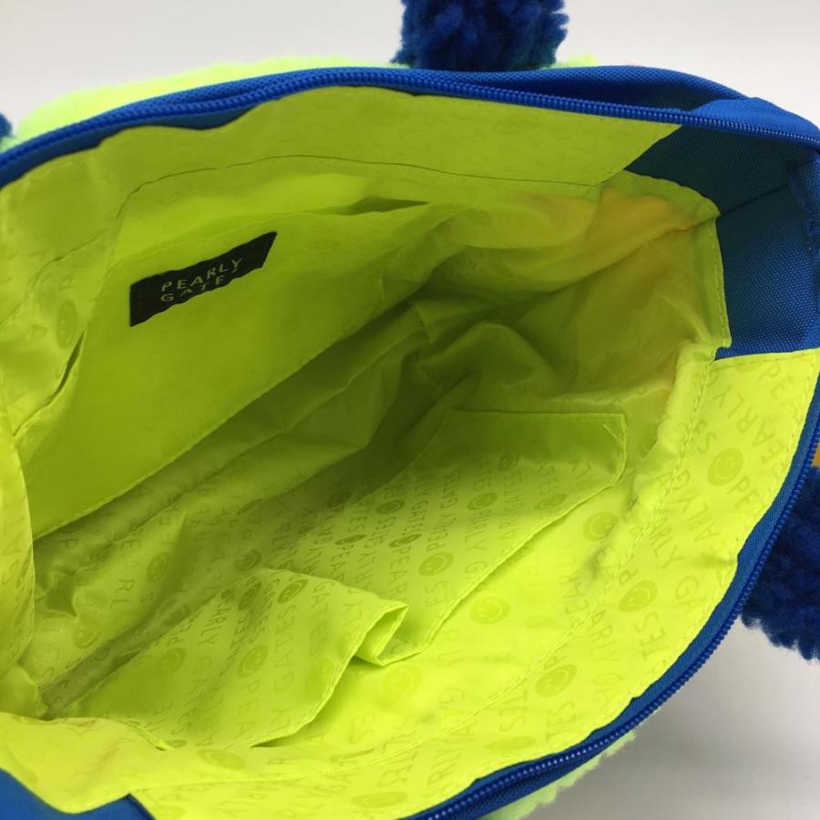パーリーゲイツ カートバッグ ブルー×蛍光イエロー ボア ニコちゃん