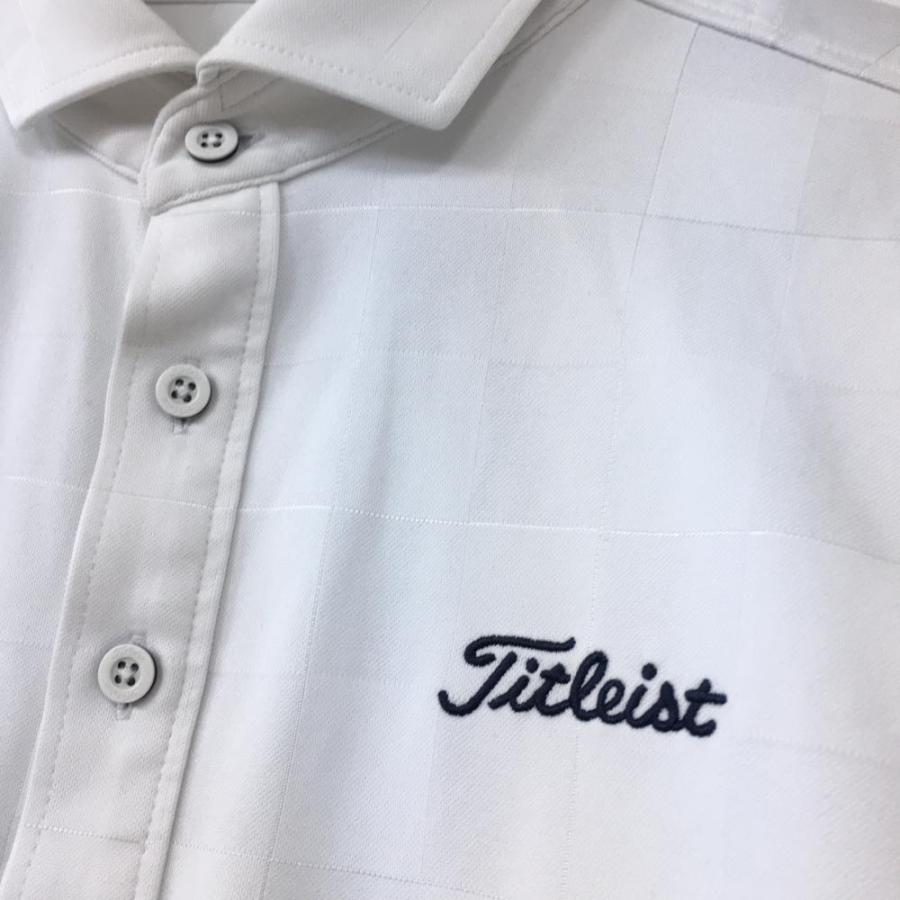 Titleist タイトリスト 長袖ポロシャツ 白 ブロックチェック柄織