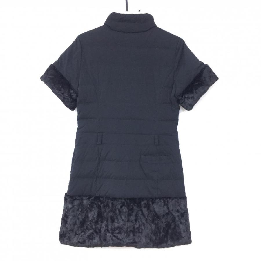 キャロウェイ 半袖ダウンワンピ―ス 黒×白 袖裾ファー ダウン90