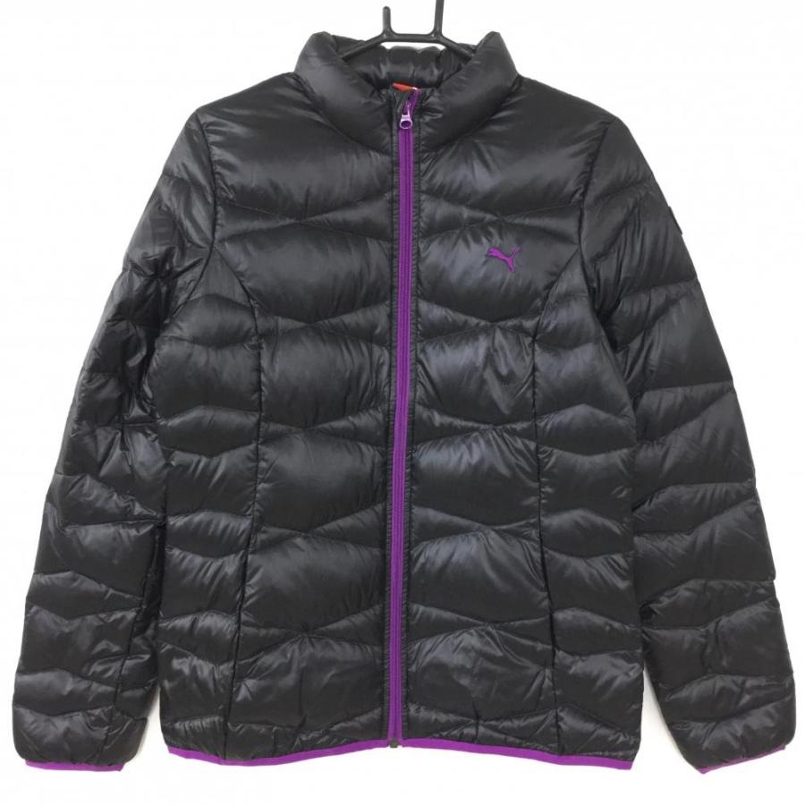 プーマ  ライトダウンジャケット PUMA プーマ ライトダウンジャケット 黒×パープル ダウン90