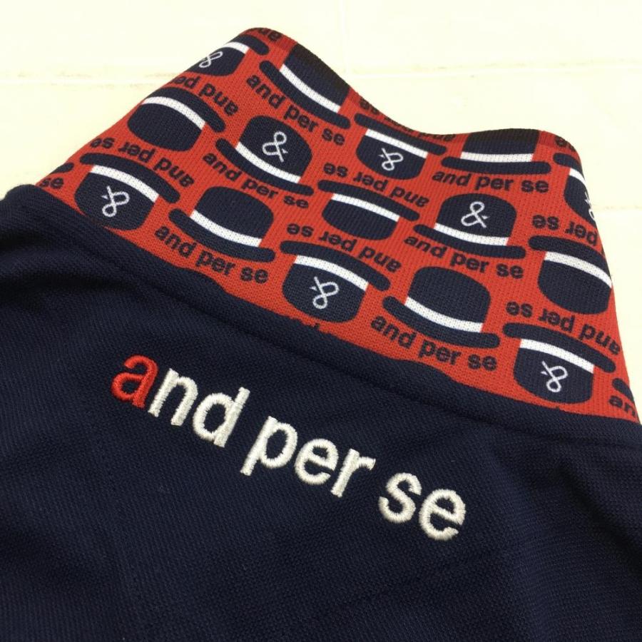 and per se（アンパスィ） 長袖ポロシャツ ネイビー×レッド 複数