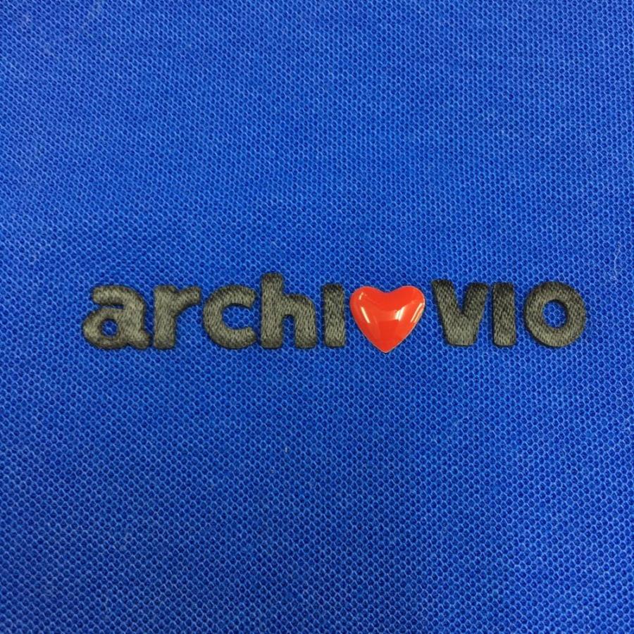 archivio（アルチビオ） 襟付き半袖シャツ ブルー×白 襟ロゴ サイド