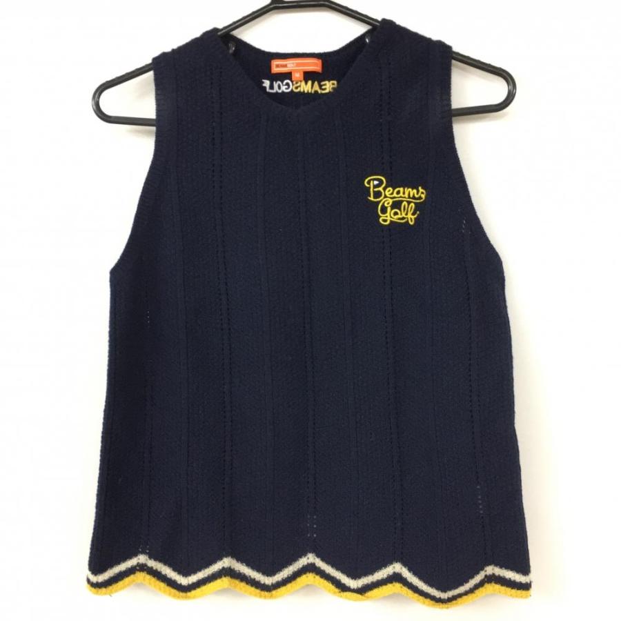 BEAMS（ビームス） ビームスゴルフ ニットベスト ネイビー×イエロー