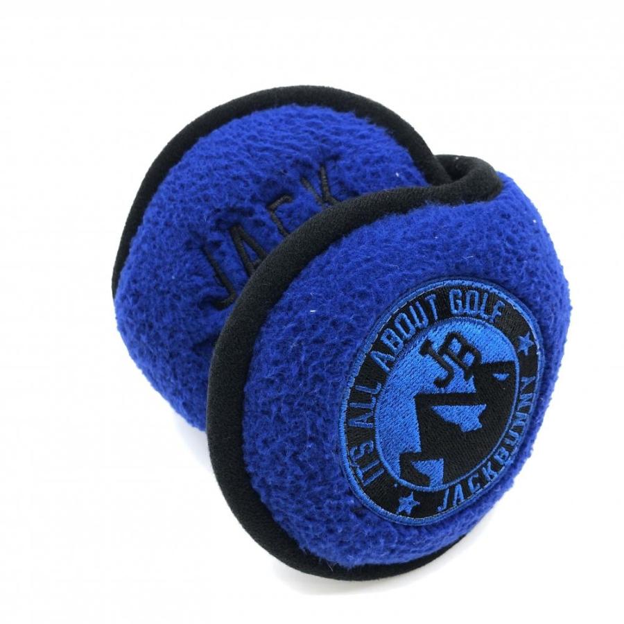 ジャックバニー イヤーマフ ブルー×黒 ボア ワッペン 耳当てゴルフ