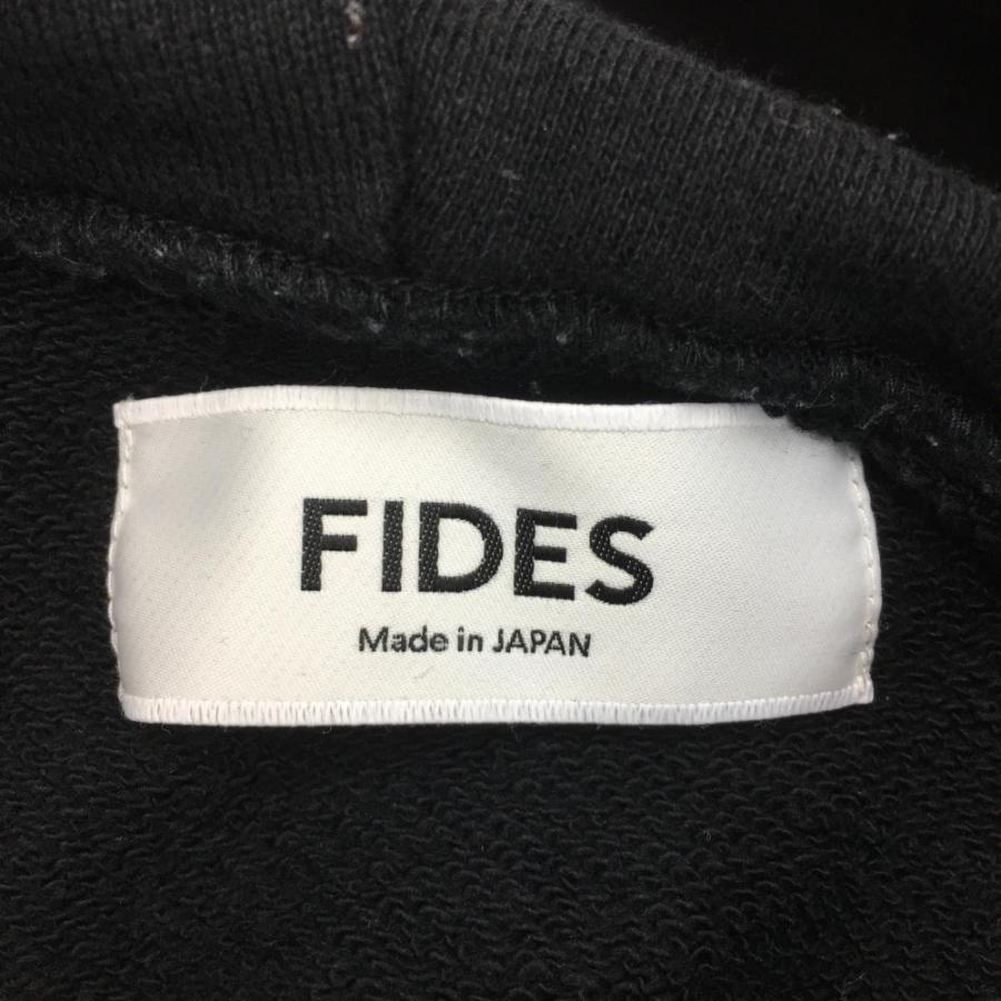 フィデス フード付きトレーナー 黒×白 フロントロゴ ポケット パーカー