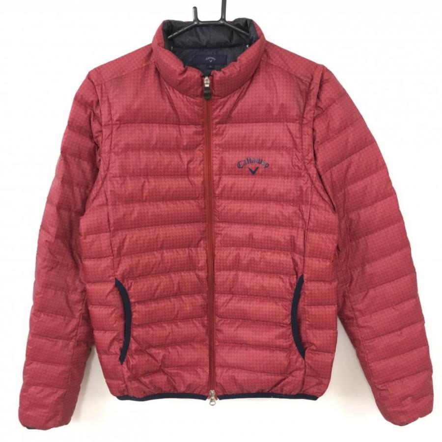 Callaway 2WAY 総柄 ワッペン 軽量 ダウンジャケット レッド M Callaway（キャロウェイ） 2WAYダウンジャケット レッド 総柄 軽量
