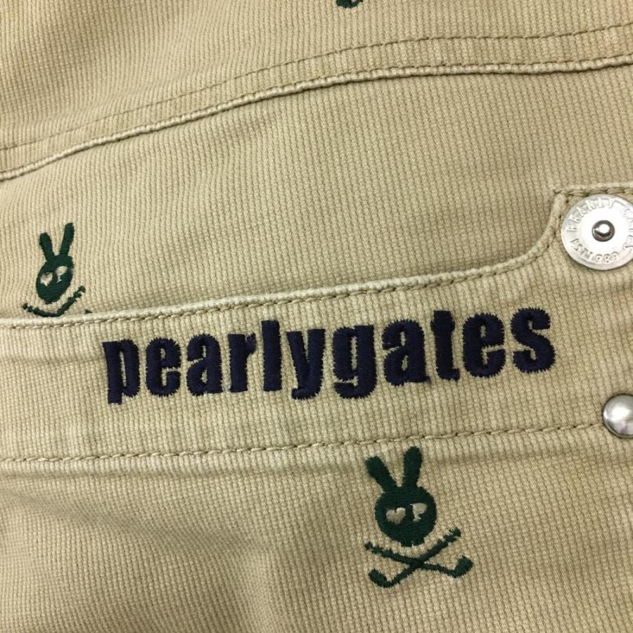PEARLYGATES＊スカルラビット柄メンズパンツ/5 PEARLY GATES（パーリーゲイツ） パンツ ベージュ×グリーン スカル