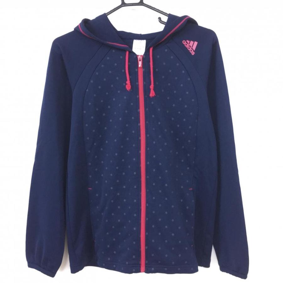 adidas アディダス ジップパーカー ネイビー×ピンク 前面星総柄 adidas アディダス ジップパーカー ネイビー×ピンク 前面星総柄