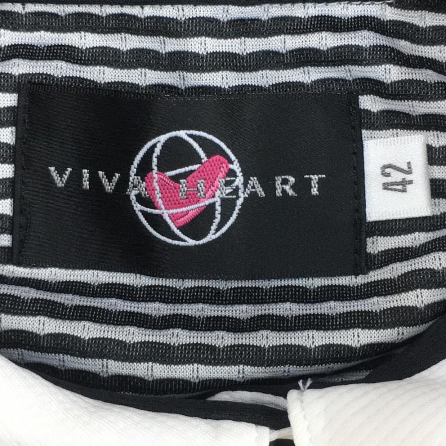 VIVA HEART（ビバハート） 半袖ポロシャツ 白×黒 重ね着風 無地×ドット