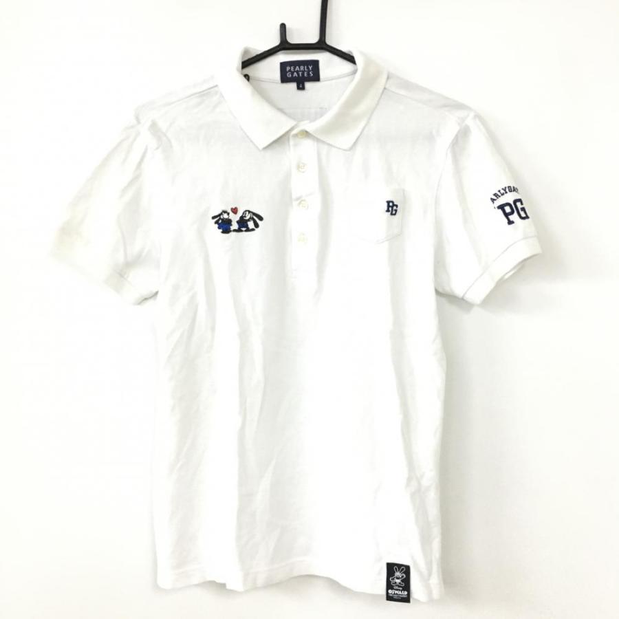 パーリーゲイツ 半袖ポロシャツ 白×ネイビー オズワルド 胸ポケット メンズ 4(M) ゴルフウェア PEARLY GATES／30%OFF価格  :1-240001107200:レオナード 通販 