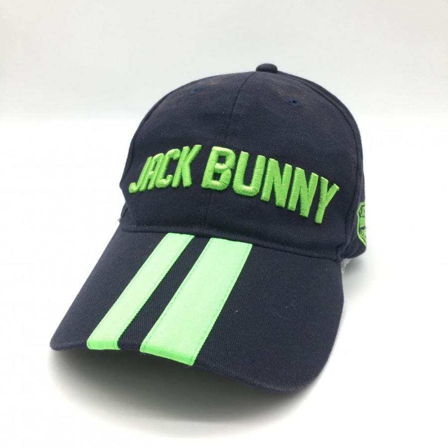 極美品 Jack Bunny!! ゴルフ キャップ Jack Bunny!!（ジャックバニー） キャップ ネイビー×蛍光グリーン つば