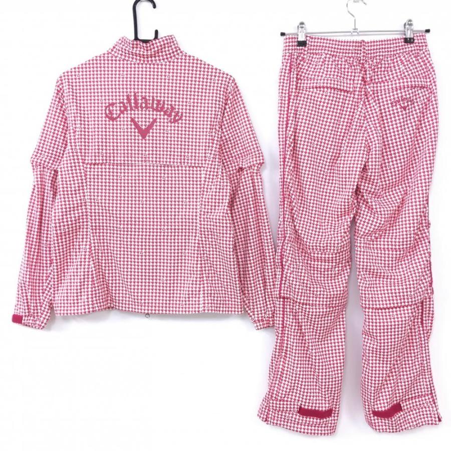 Callaway レインウェアセット ピンク×白　Mサイズ Callaway（キャロウェイ） レインウェア上下セット（2WAYブルゾン