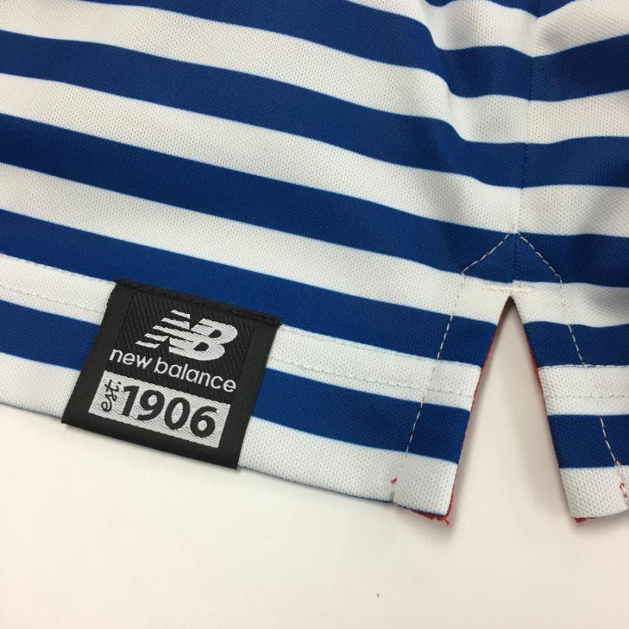 New Balance（ニューバランス） 半袖ポロシャツ ブルー×白 ボーダー 