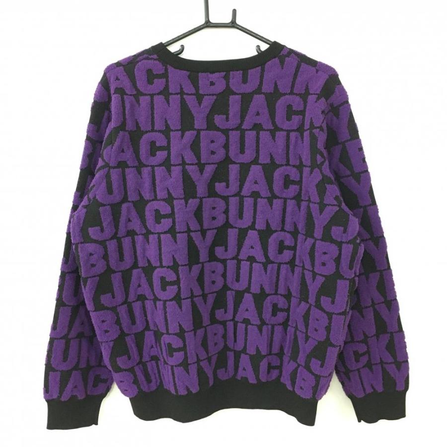 Jack Bunny!!（ジャックバニー） セーター 黒×パープル ロゴ総柄