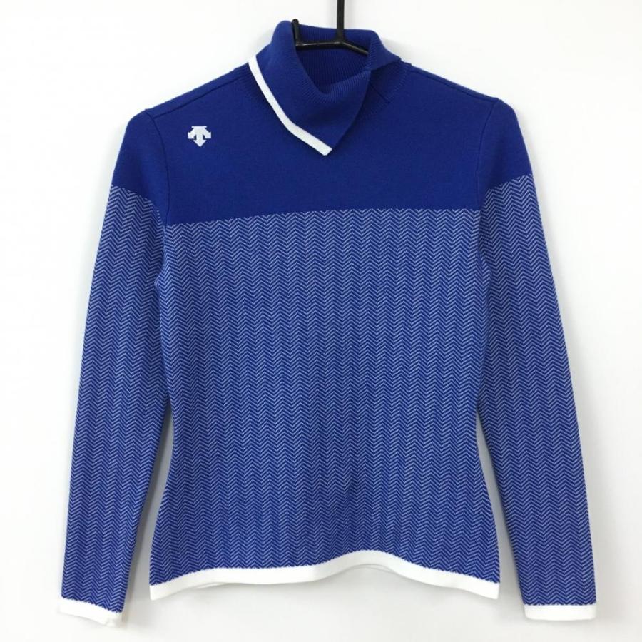 DESCENTE デサントゴルフ ハイネックセーター ブルー×白 DESCENTE デサントゴルフ ハイネックセーター ブルー×白