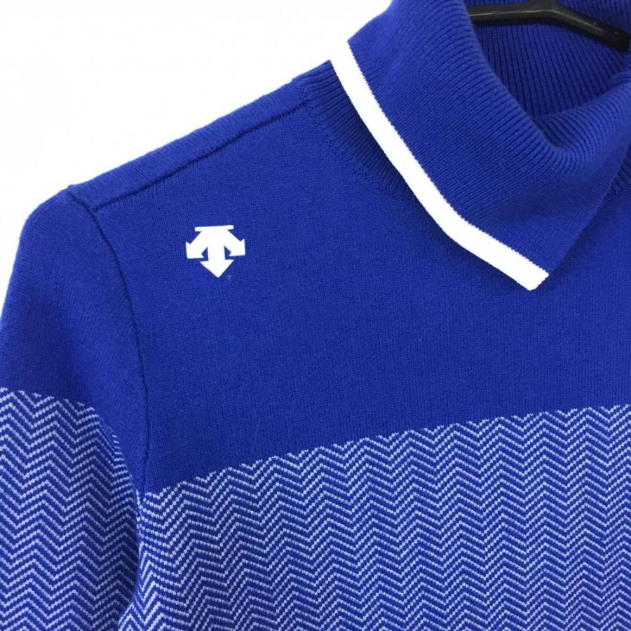 DESCENTE デサントゴルフ ハイネックセーター ブルー×白 DESCENTE デサントゴルフ ハイネックセーター ブルー×白