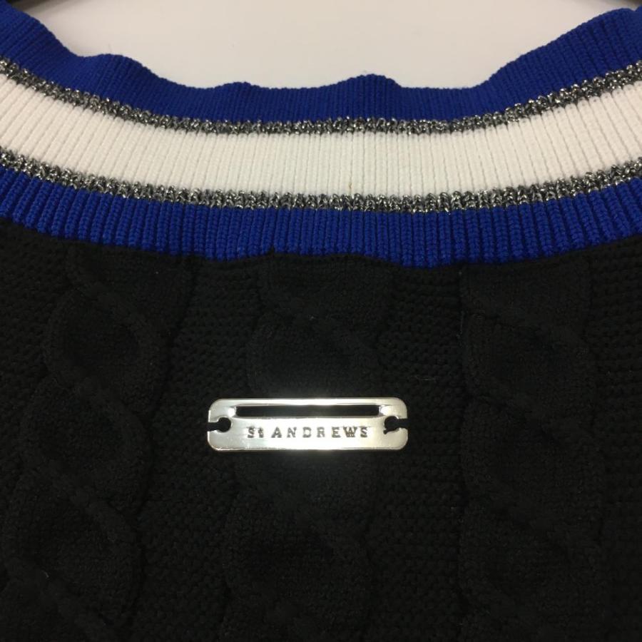 St ANDREWS セントアンドリュース ニットベスト 黒×ブルー Vネック