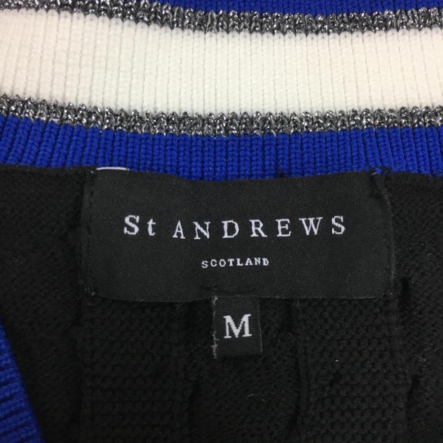 St ANDREWS セントアンドリュース ニットベスト 黒×ブルー Vネック