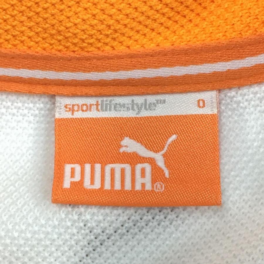 プーマ 半袖ポロシャツ 白×オレンジ 上部ボーダー DRYCELL レディース O ゴルフウェア PUMA／70%OFF価格