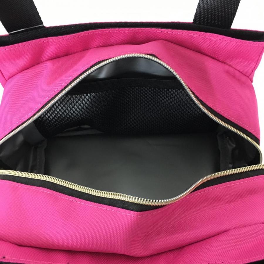 M・U SPORTS MUスポーツ カートバッグ ピンク×黒 犬ワッペン 持ち手