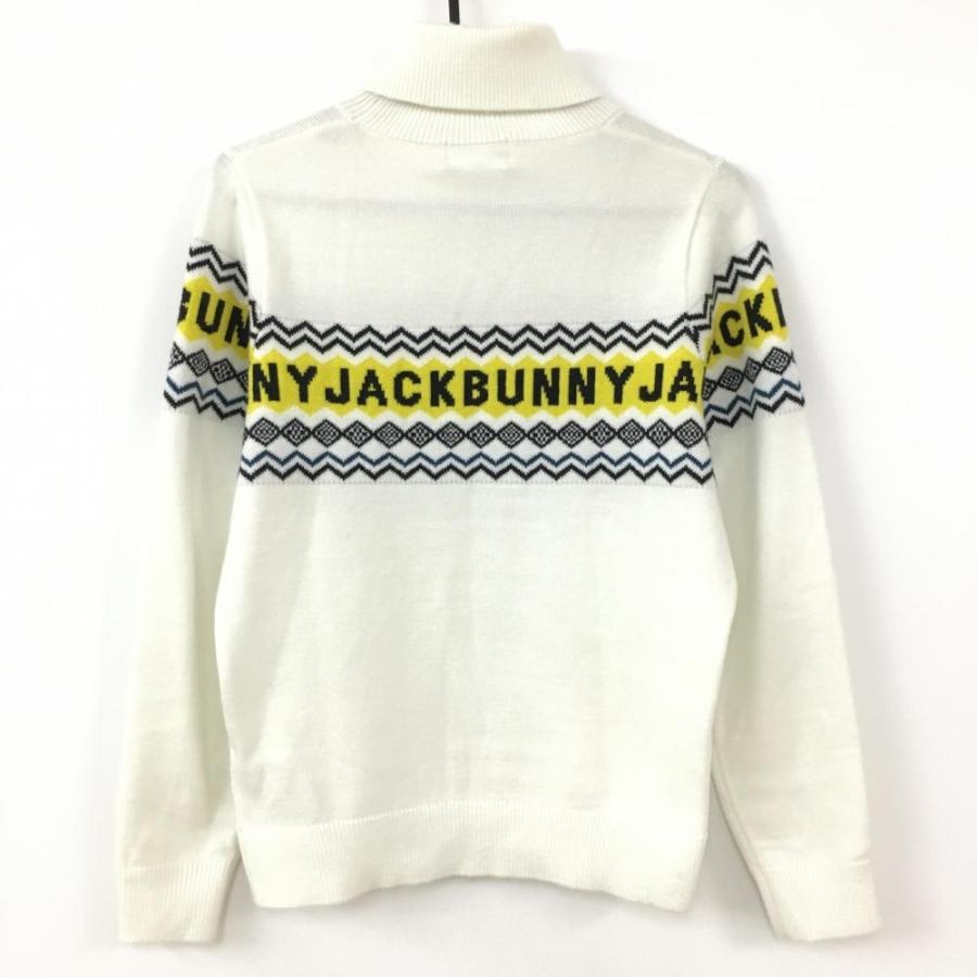 新品　ジャックバニー　ニット　セーター　タートルネック　ホワイト　サイズ6 Jack Bunny!!（ジャックバニー） タートルネックセーター 白×イエロー