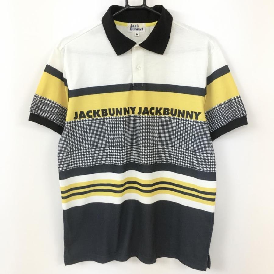 ジャックバニー　半袖ポロシャツ千鳥柄　新品　ゴルフ Jack Bunny!!（ジャックバニー） 半袖ポロシャツ 黒×イエロー 千鳥格子