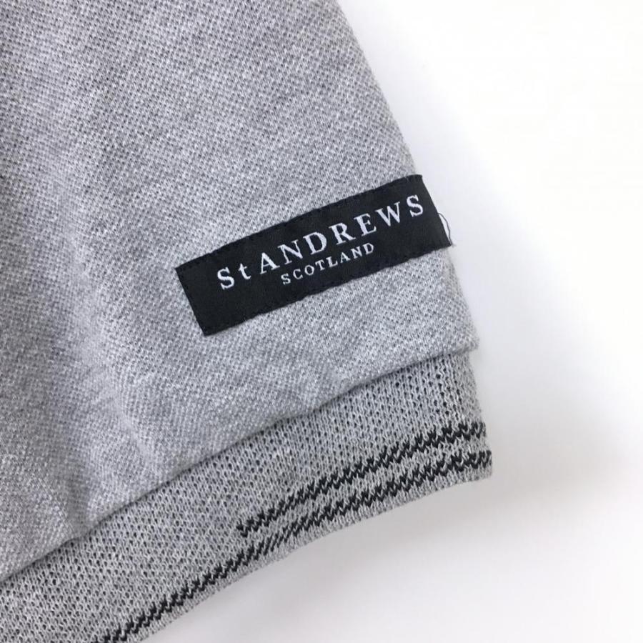 St ANDREWS セントアンドリュース 半袖ポロシャツ グレー×黒 襟織生地
