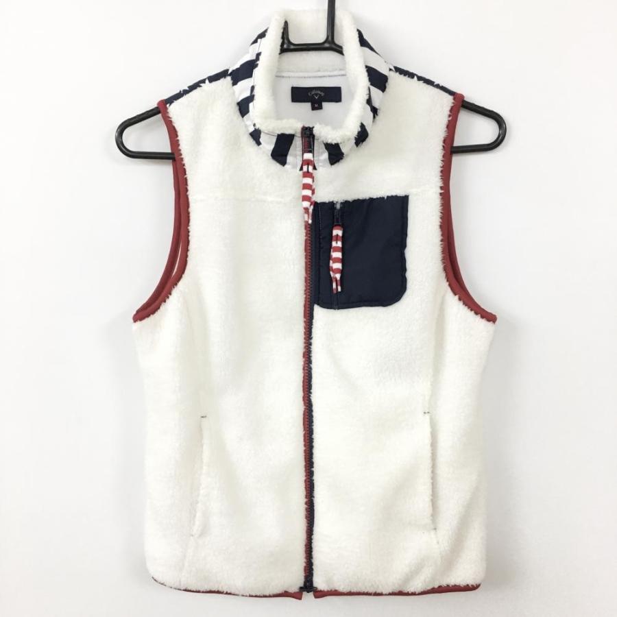 Callaway（キャロウェイ） ボア切替ベスト 白×ネイビー 一部ストライプ