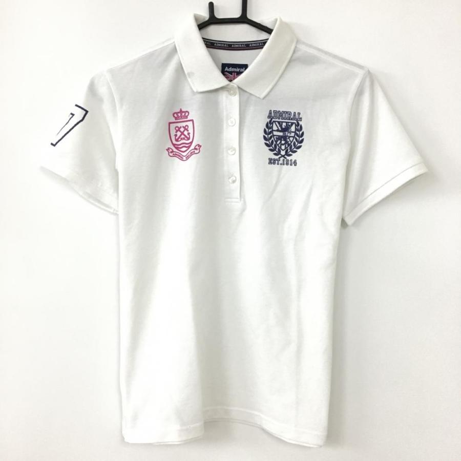 Admiral 半袖ウェアレディースＬ Admiral（アドミラル） 半袖ポロシャツ 白×ネイビー バックプリント