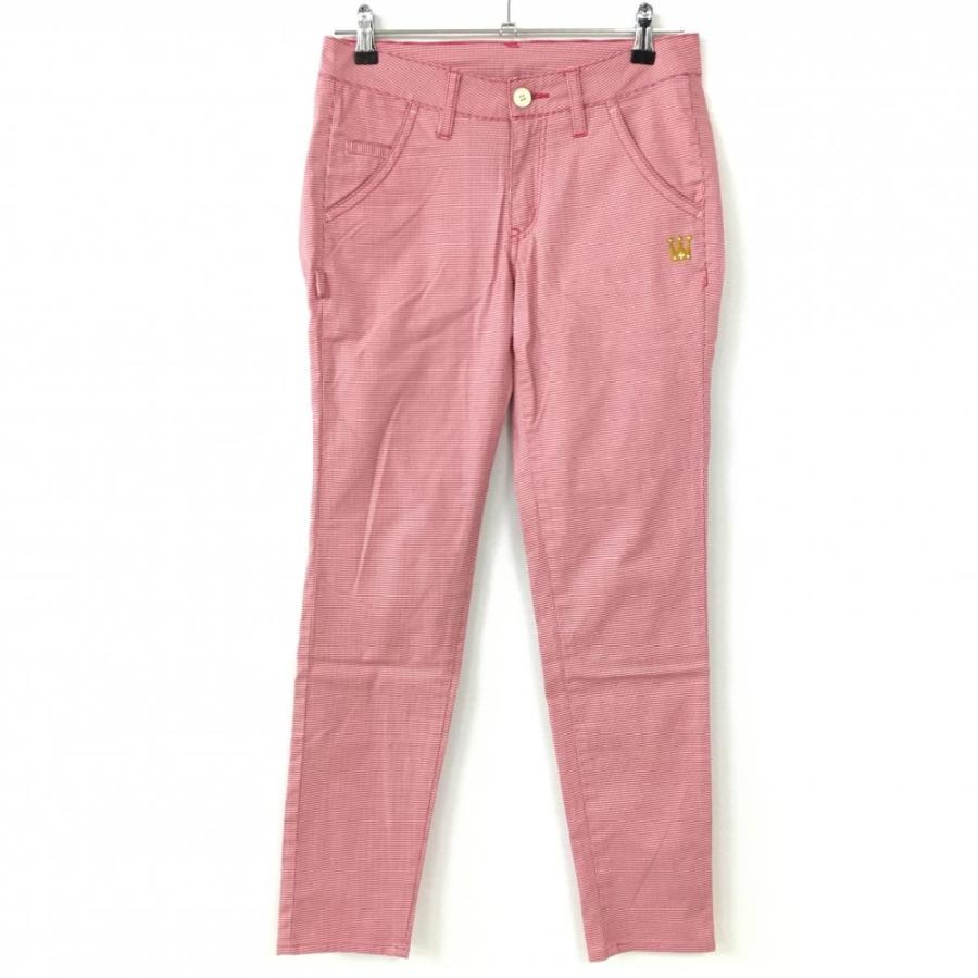 PEARLY GATES パーリーゲイツ パンツ ピンクレッド×白 総柄 25