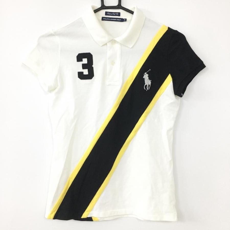 ラルフローレンゴルフ 半袖ポロシャツ 白×黒×イエロー ビッグポニー 