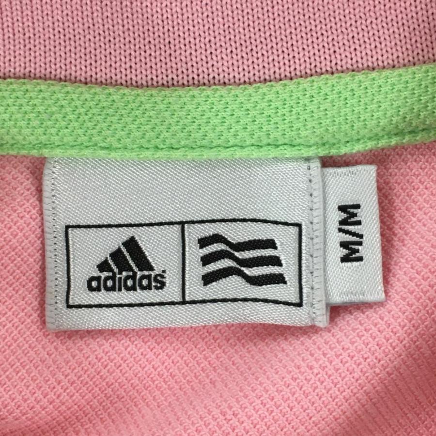 adidas（アディダス） 半袖ポロシャツ ピンク×グリーン ビッグロゴ 