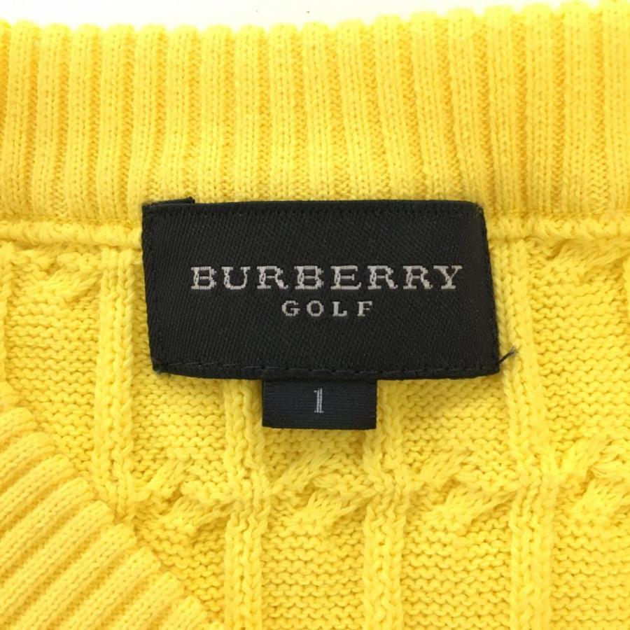 BURBERRY バーバリーゴルフ ニットベスト イエロー ケーブル編み BURBERRY バーバリーゴルフ ニットベスト イエロー ケーブル編み