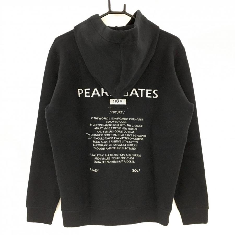 PEARLY GATES パーリーゲイツ ニットセーター ブラック系 ウール 新品】パーリーゲイツ ニットセーター 黒 ウール混 フード バックロゴ