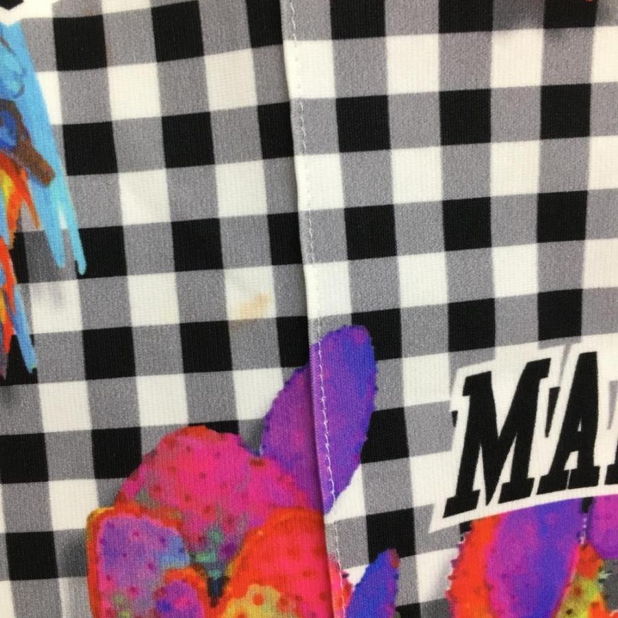 MARK&LONA マークアンドロナ ストレッチチェックパンツ MARK&LONA マークアンドロナ ストレッチパンツ 黒×白 チェック柄×花柄