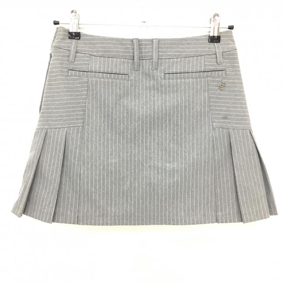 DESCENTE デサントゴルフ スカート 杢グレー×白 ストライプ 中田 DESCENTE デサントゴルフ スカート 杢グレー×白 ストライプ 中田