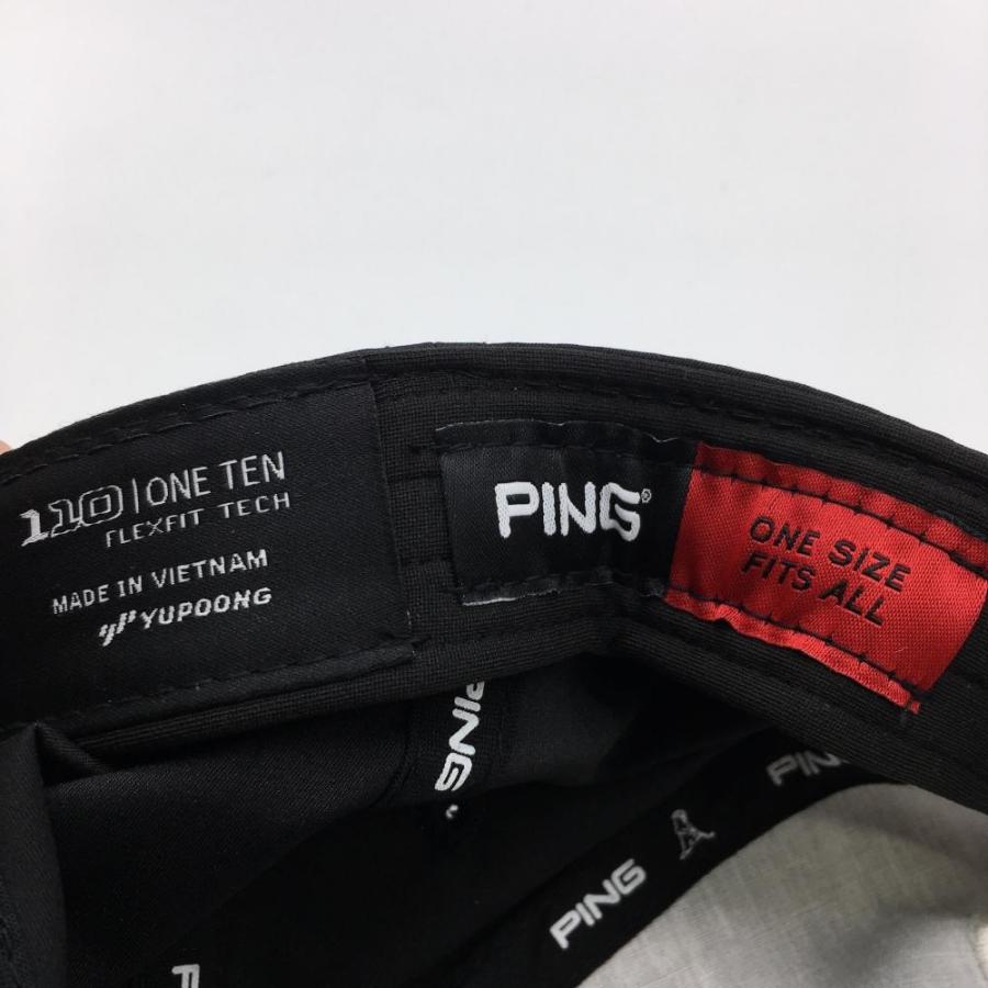 PING（ピン） キャップ 黒×白 FLEXFIT 110 ロゴ刺しゅう ONESIZE